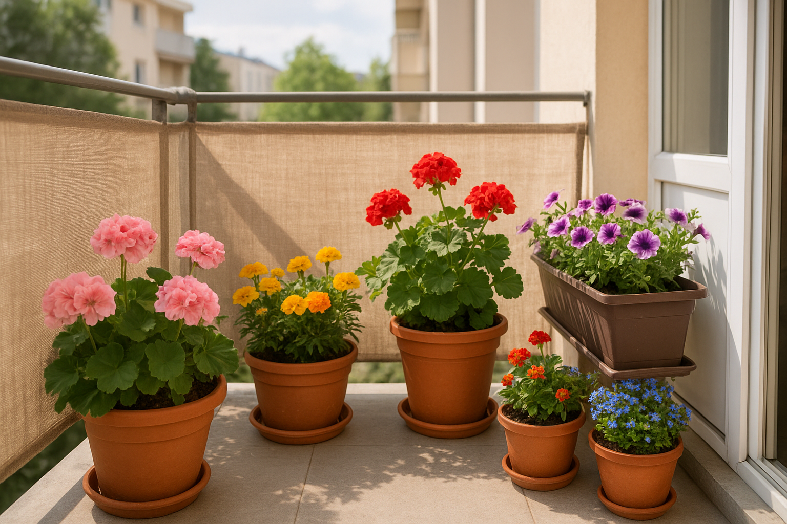 Balkon virágok szélvédelme kreatívan