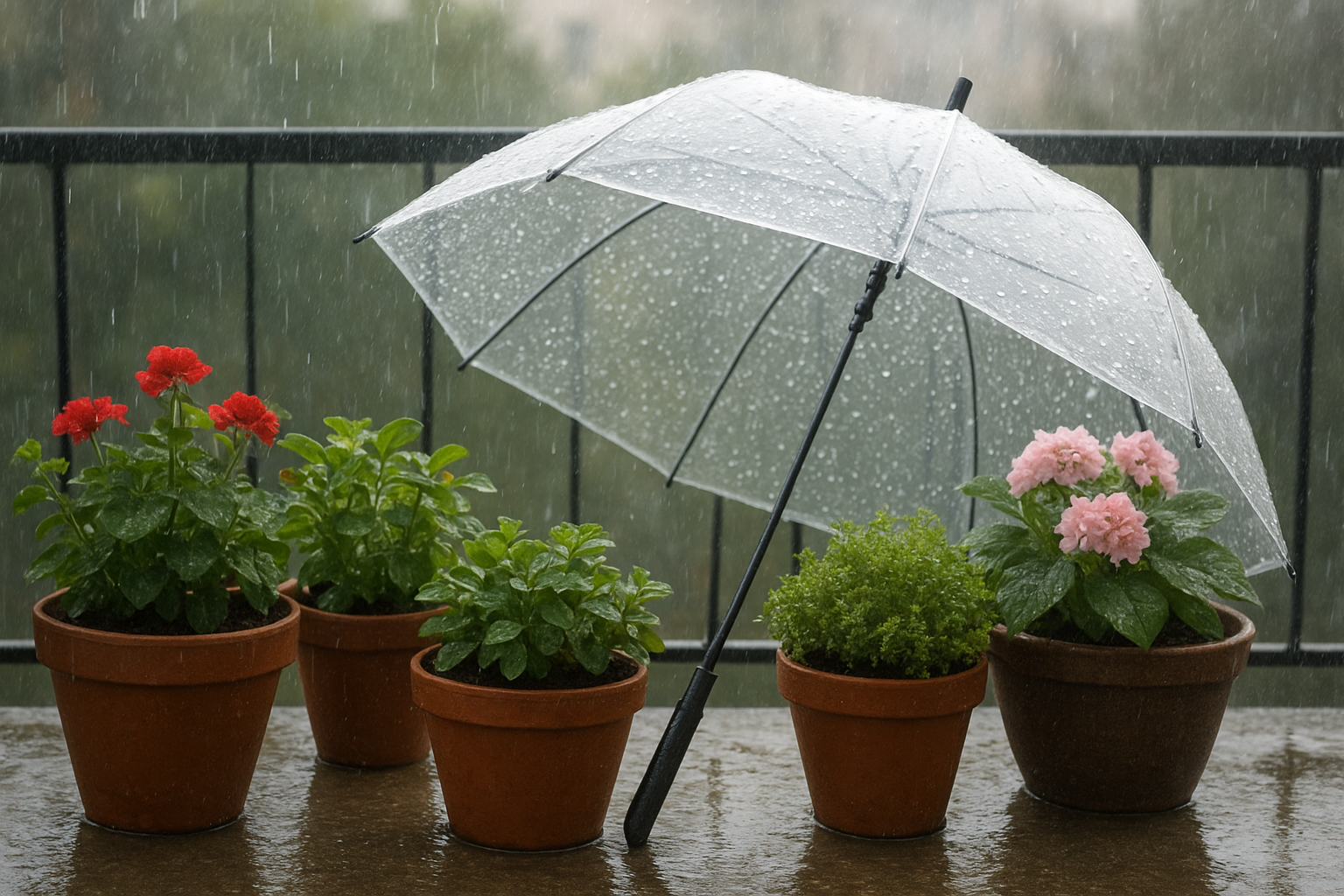 Balkon növények védelme hirtelen eső ellen